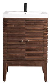 24" Linden Single Sink Bathroom Vanity, Mid Century Walnut w/ Top