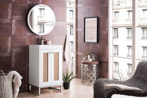 20" Chianti Single Sink Bathroom Vanity, Glossy White, Brushed Nickel w/ Countertop