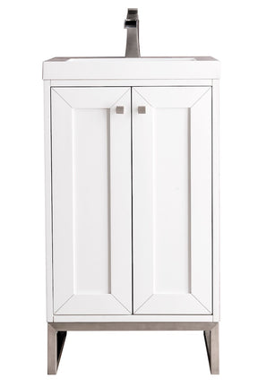 20" Chianti Single Sink Bathroom Vanity, Glossy White, Brushed Nickel w/ Countertop