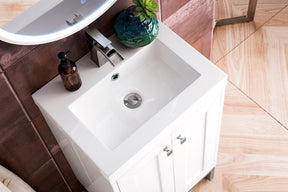 20" Chianti Single Sink Bathroom Vanity, Glossy White, Brushed Nickel w/ Countertop