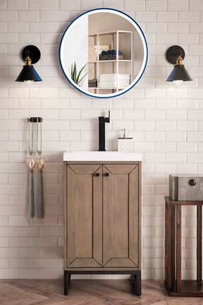 20" Chianti Single Sink Bathroom Vanity, Whitewashed Walnut, Matte Black w/ Countertop