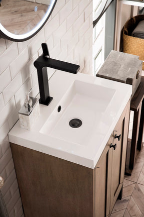 20" Chianti Single Sink Bathroom Vanity, Whitewashed Walnut, Matte Black w/ Countertop