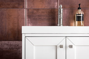 24" Chianti Single Sink Bathroom Vanity, Glossy White, Brushed Nickel w/ Countertop