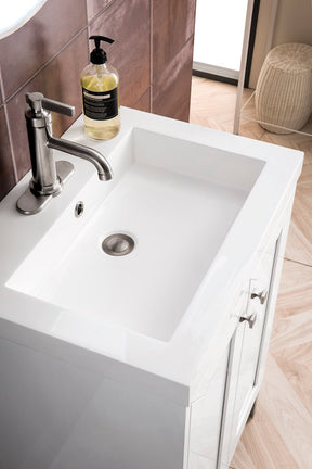 24" Chianti Single Sink Bathroom Vanity, Glossy White, Brushed Nickel w/ Countertop