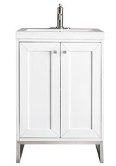 24" Chianti Single Sink Bathroom Vanity, Glossy White, Brushed Nickel w/ Countertop