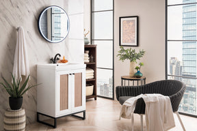 24" Chianti Single Sink Bathroom Vanity, Glossy White, Matte Black w/ Countertop
