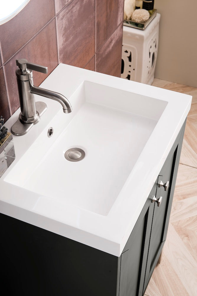 24" Chianti Single Sink Bathroom Vanity, Mineral Grey, Brushed Nickel w/ Countertop