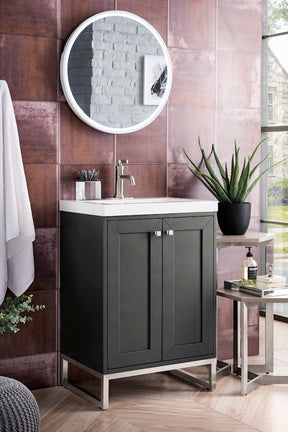 24" Chianti Single Sink Bathroom Vanity, Mineral Grey, Brushed Nickel w/ Countertop