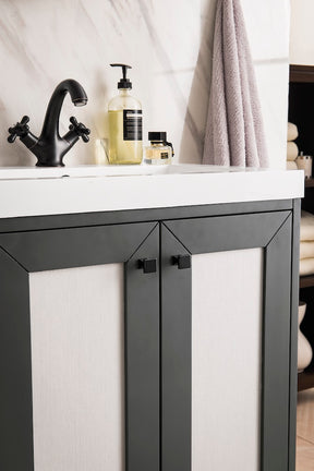 24" Chianti Single Sink Bathroom Vanity, Mineral Grey, Matte Black w/ Countertop