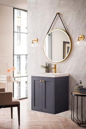 24" Chianti Single Sink Bathroom Vanity, Mineral Grey w/ Countertop
