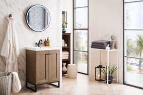 24" Chianti Single Sink Bathroom Vanity, Whitewashed Walnut, Matte Black w/ Countertop