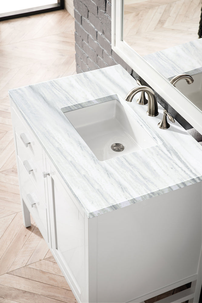 36" Addison Single Sink Bathroom Vanity, Glossy White