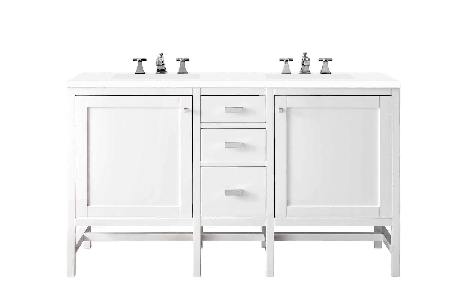 60" Addison Double Sink Bathroom Vanity, Glossy White