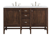 60" Addison Double Sink Bathroom Vanity, Mid Century Acacia