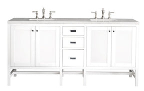 72" Addison Double Sink Bathroom Vanity, Glossy White