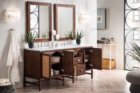 72" Addison Double Sink Bathroom Vanity, Mid Century Acacia