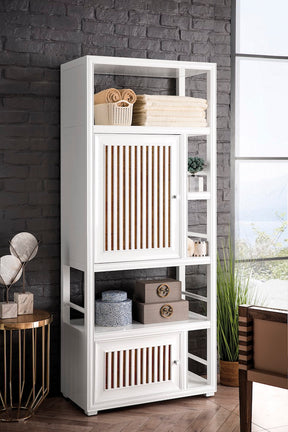 30" Athens Bookcase Linen Cabinet, Glossy White