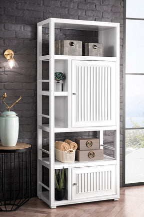 30" Athens Bookcase Linen Cabinet, Glossy White