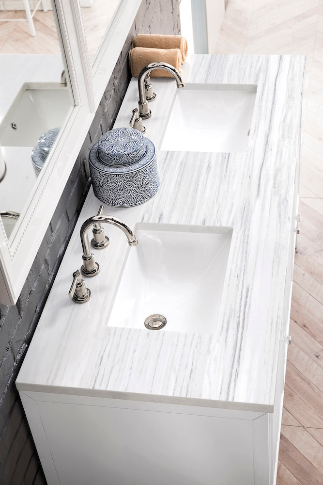 60" Athens Double Sink Bathroom Vanity, Glossy White