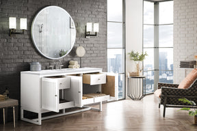 60" Athens Single Sink Bathroom Vanity, Glossy White