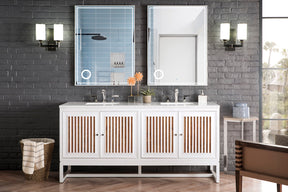 72" Athens Double Sink Bathroom Vanity, Glossy White