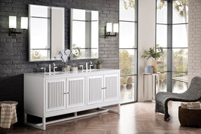72" Athens Double Sink Bathroom Vanity, Glossy White
