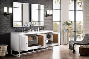 72" Athens Double Sink Bathroom Vanity, Glossy White
