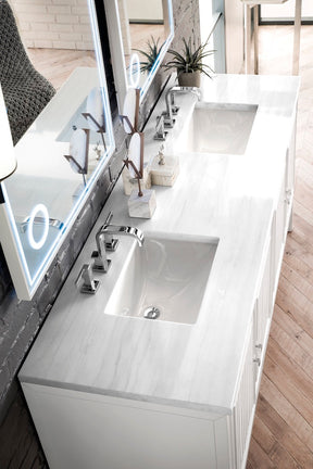 72" Athens Double Sink Bathroom Vanity, Glossy White