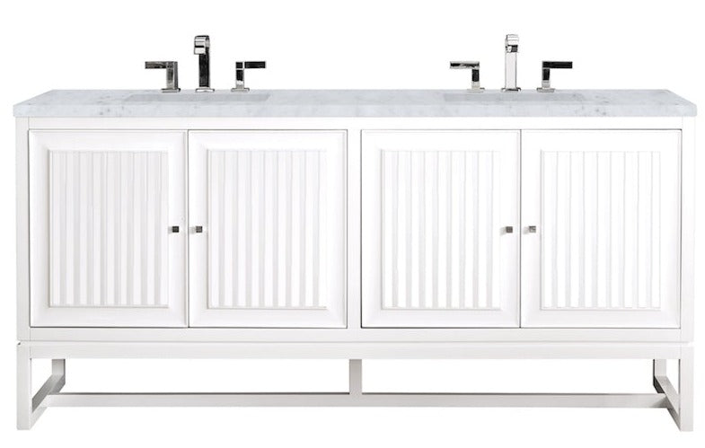 72" Athens Double Sink Bathroom Vanity, Glossy White