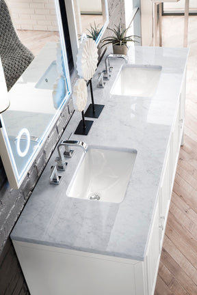 72" Athens Double Sink Bathroom Vanity, Glossy White