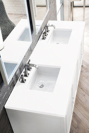72" Athens Double Sink Bathroom Vanity, Glossy White