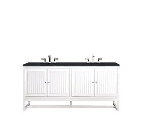 72" Athens Double Sink Bathroom Vanity, Glossy White