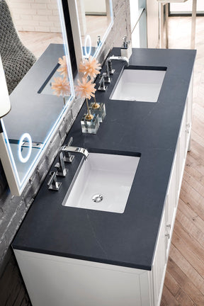 72" Athens Double Sink Bathroom Vanity, Glossy White