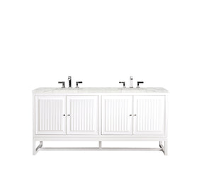 72" Athens Double Sink Bathroom Vanity, Glossy White
