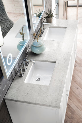 72" Athens Double Sink Bathroom Vanity, Glossy White