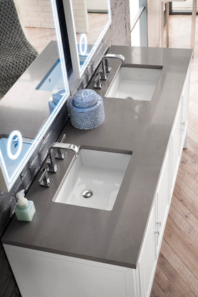 72" Athens Double Sink Bathroom Vanity, Glossy White