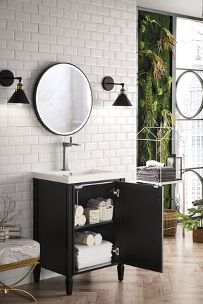 24" Britannia Single Bathroom Vanity, Black Onyx w/ Countertop