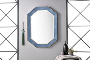 30" Tangent Hexagonal Mirror, Silver w/ Delft Blue