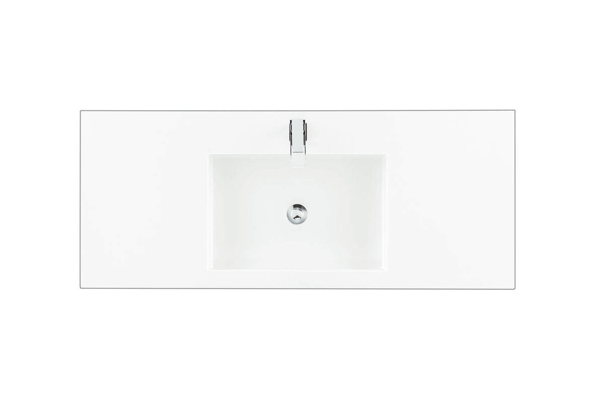48" GW Single Composite Stone Countertop, Glossy White