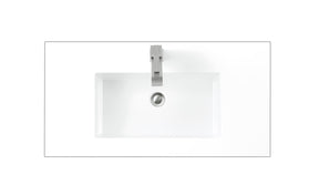 35.4" Milan Single Sink Bathroom Vanity, Modern Grey, Brushed Nickel Base w/ White Top
