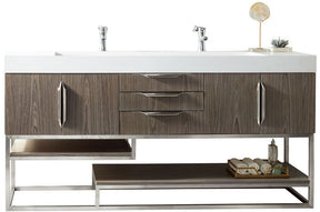 72" Columbia Double Sink Bathroom Vanity, Ash Gray